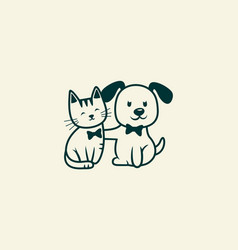 Line Art Dog And Cat Fun