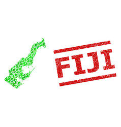 Scratched Fiji Stamp Imitation And Green People