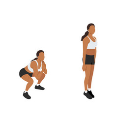 Woman Doing Squat Jacks Exercise Flat