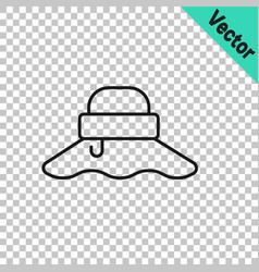 Black Line Fisherman Hat Icon Isolated