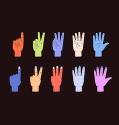 Colorful Hands Showing Number From One To Five