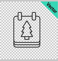 Black Line Christmas Day Calendar Icon Isolated