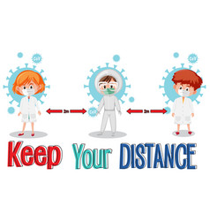 Keep Your Distance Banner With Many Doctors