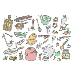 Kitchen Utensil Items Collection Doodle Sketch