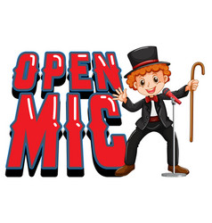 Open Mic Logo Design With Magician Boy Cartoon