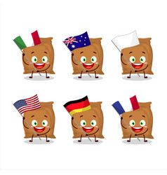 Flour Sack Cartoon Character Bring The Flags