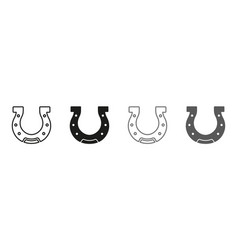 Horse Shoe Hoof Line And Silhouette Icon Set