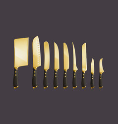 Kitchen Knives Chef Cutlery With Golden Blades