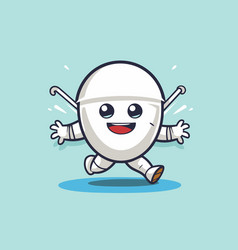 Cute White Pill Mascot Character Running