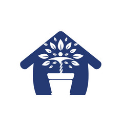 Flower Pot And Human Plant Logo Design