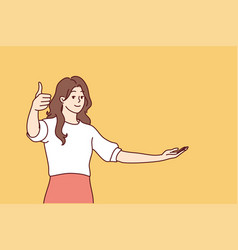 Optimistic Woman Showing Thumbs Up Approving Good