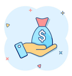 Remuneration Icon In Comic Style Money In Hand