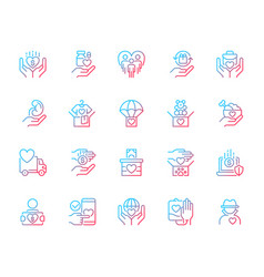 Donation Opportunities Gradient Linear Icons Set