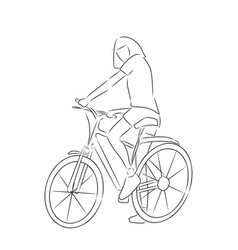 Girl On A Bike Hand Drawn Sketch