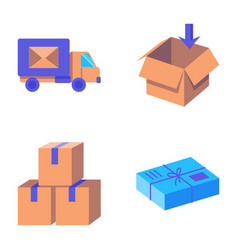 Parcels And Delivery Boxes Icon Set