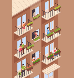 Balcony Neighbours Isometric Composition