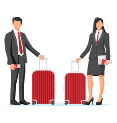 Business Woman And Man With Travel Bag