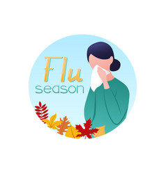 Flu Season And Woman With Running Nose