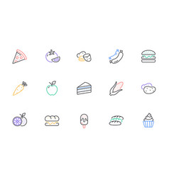 Food Line Icons Vegetables Fruits And Sweet