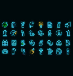 Medical Oxygen Concentrator Icons Set Neon