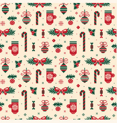 8 Bit Christmas Pattern In Traditional Green Red