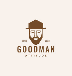 Head Man With Beard And Hat Polygon Logo Design