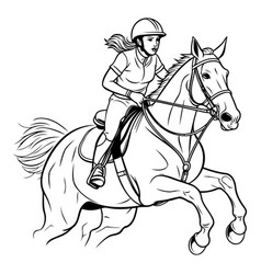 Horse Riding Jockey On Black And White