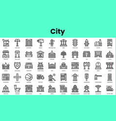 Set Of City Icons Linear Style Icon Bundle