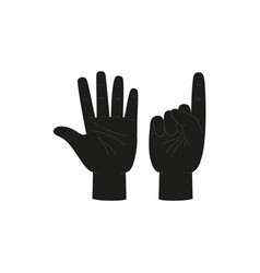 Hand Gesture Showing Number Six Black Silhouette