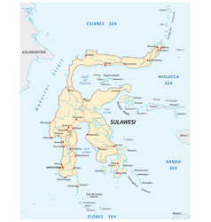 Road Map Indonesian Island Sulawesi