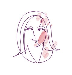 Woman Beauty Face Linear Delicate Line Art