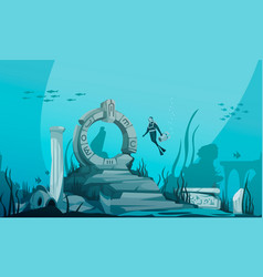 Sunken Atlantis Cartoon Poster