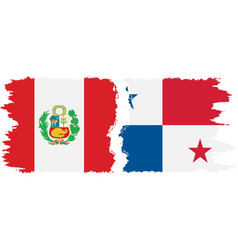 Panama And Peru Grunge Flags Connection