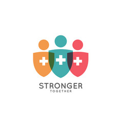 Stronger Together Logo Medicine Shield On White