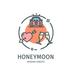 Wedding Ceremony Thin Line Icon Honeymoon Concept