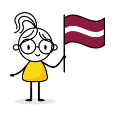 Woman Holding Flag Of Latvia Isolated On White