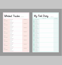 Workout Tracker And Food Diary Planner Template