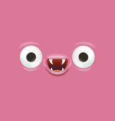 Funny Pink Monster Face With Open Mouth