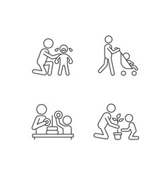 Parental Involvement Linear Icons Set