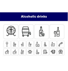 Alcoholic Drinks Line Icon Set