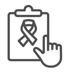 Checklist With Cancer Ribbon Line Icon World