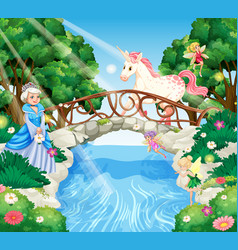 Enchanted Forest Scene With Princess And Unicorn