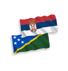 Flags Of Solomon Islands And Serbia On A White