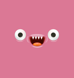 Funny Pink Monster Face With Open Mouth