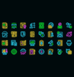 Risk Management Icons Set Neon