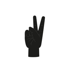 Finger Sign Two 2 Number Black Silhouette