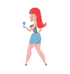 Redhead Woman With Wine