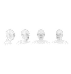 Wireframe Human Head Retro Wired Mesh Face