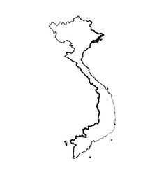 Hand Drawn Lined Vietnam Simple Map Drawing