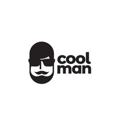 Head Cool Man With Beard And Sunglasses Logo